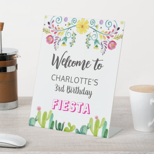 Fiesta Birthday Pedestal Welcome Sign