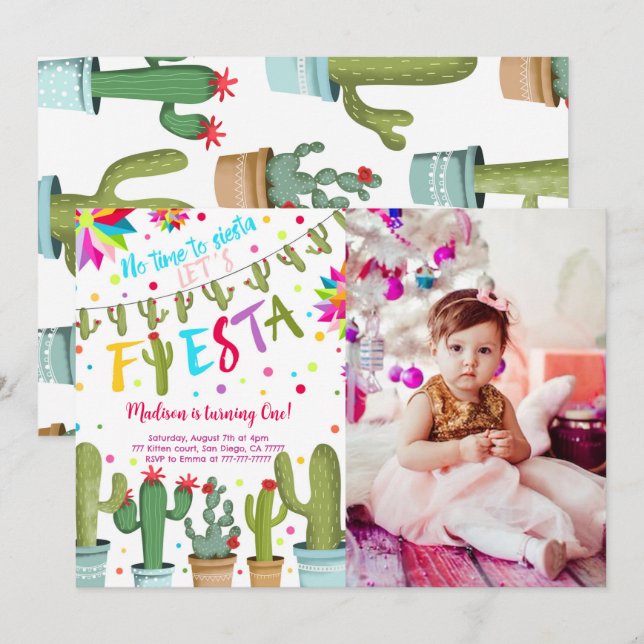 Fiesta Birthday Photo Invitation (Front/Back)