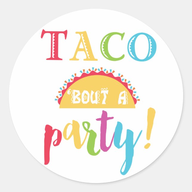 Fiesta Birthday Taco Bout A Party Favor Stickers (Front)