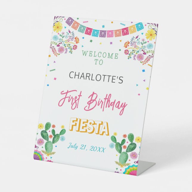 Fiesta Birthday, Welcome Pedestal Sign (Front)
