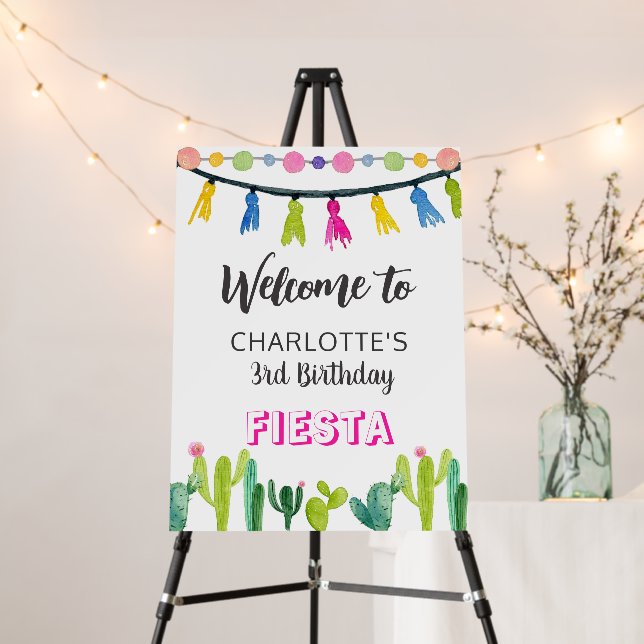 Fiesta Birthday, Welcome Sign Foam Board (In Situ (Stand))