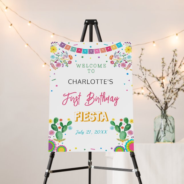 Fiesta Birthday, Welcome Sign Foam Board (In Situ (Stand))