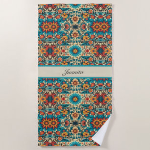 Fiesta Blooms customizable Beach Towel