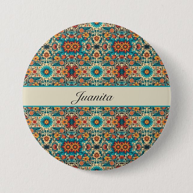 Fiesta Blooms customizable Button (Front)