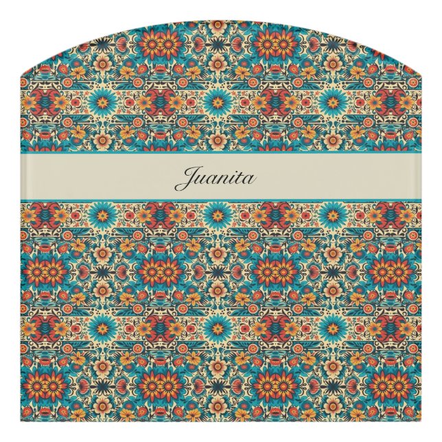 Fiesta Blooms, customizable Door Sign (Contour Front)
