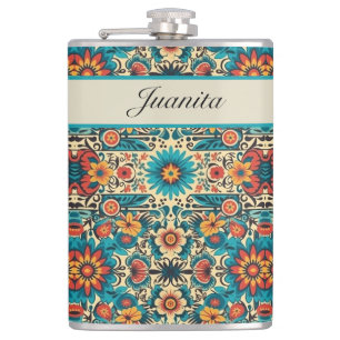 Fiesta Blooms, customizable Flask