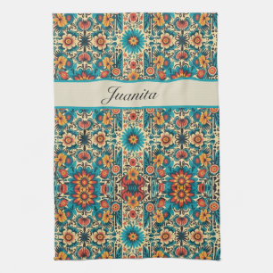 Fiesta Blooms, customizable Kitchen Towel