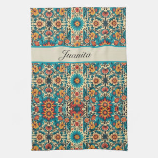 Fiesta Blooms, customizable Kitchen Towel
