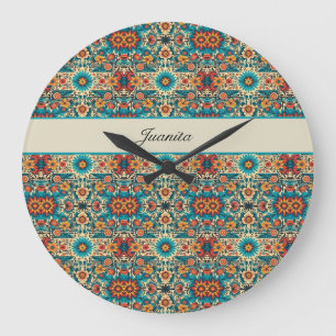 Fiesta Blooms, customizable Large Clock