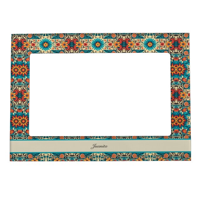 Fiesta Blooms, customizable Magnetic Frame (Front)