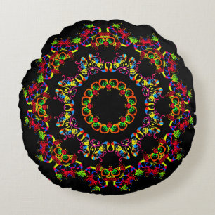 Fiesta Blooms Round Pillow