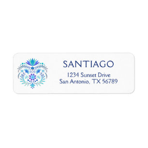 Fiesta Blue Birthday Shower Wedding Label