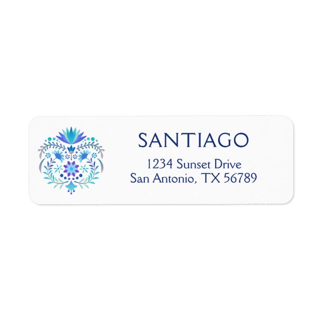 Fiesta Blue Birthday Shower Wedding Label (Front)