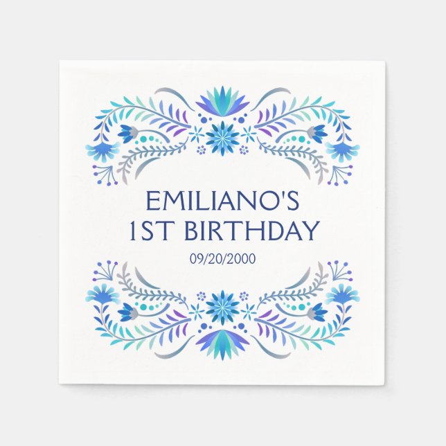 Fiesta Blue Birthday Shower Wedding Napkins (Front)