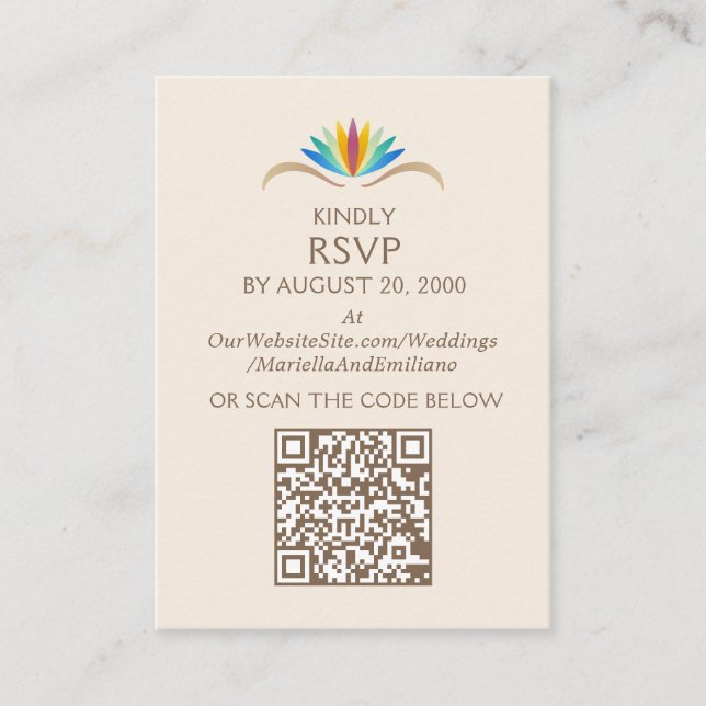 Fiesta Boho Birthday Shower Wedding RSVP QR Enclosure Card (Front)