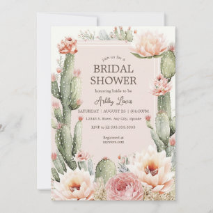 Fiesta Boho Cactus Flowers Bridal shower Invitation