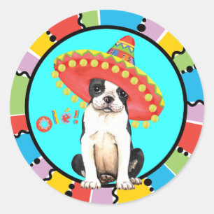 Fiesta Boston Terrier Classic Round Sticker