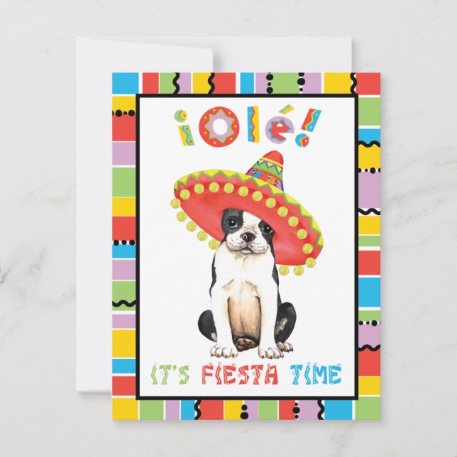 Fiesta Boston Terrier Invitation (Front)