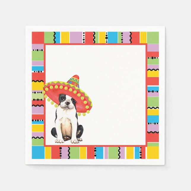 Fiesta Boston Terrier Paper Napkins (Front)
