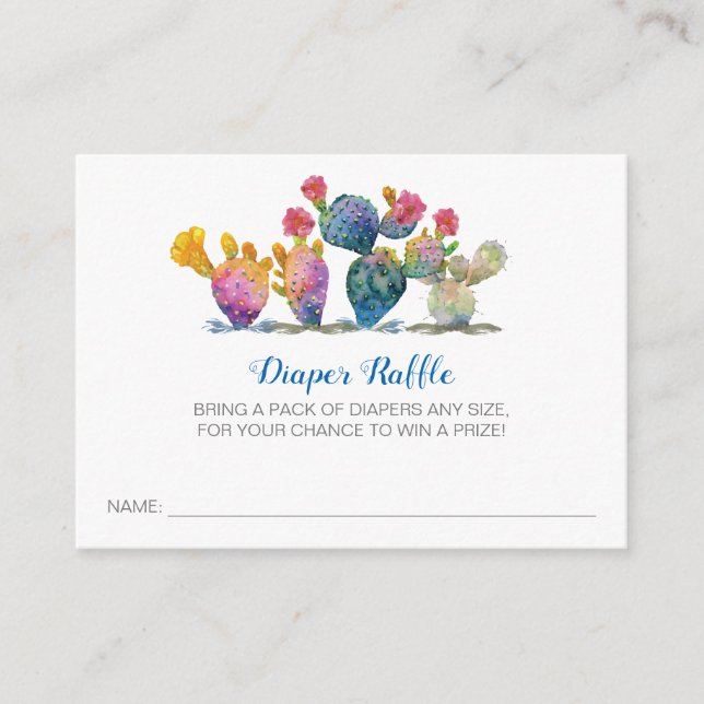 Fiesta Boy Baby Shower Diaper Raffle Ticket Enclosure Card (Front)