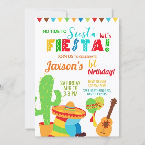 Fiesta boy  man birthday invitation any age inv invitation