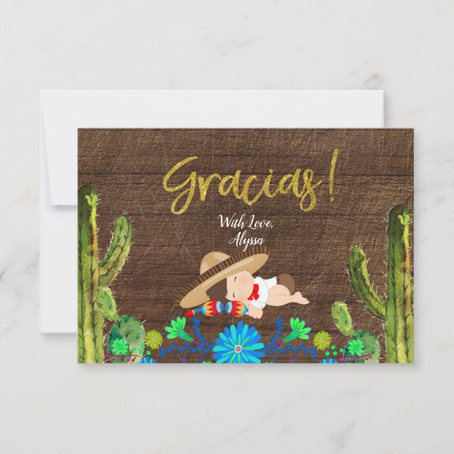 Fiesta Boy Muchachito Baby Shower Thank You card (Front)