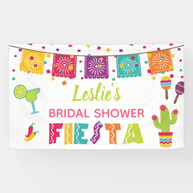 Fiesta Bridal Shower Banner - White Background (Horizontal)