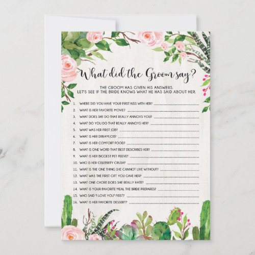 Fiesta Bridal Shower Game What Did Groom Say Invitation