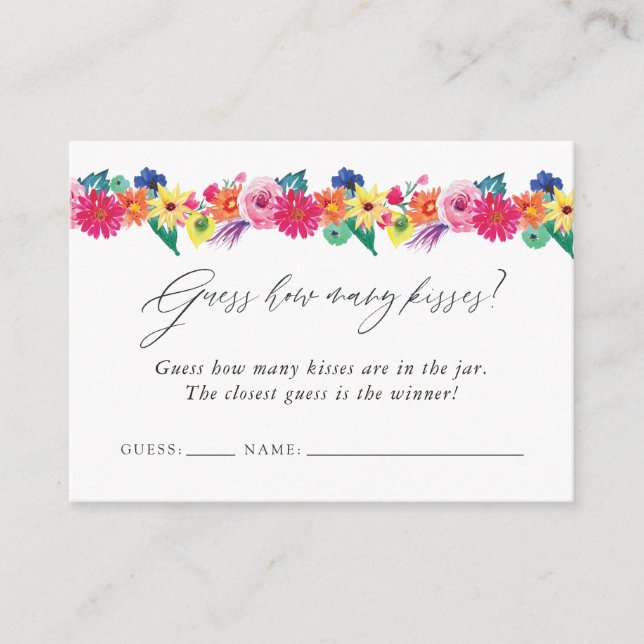 Fiesta Bridal Shower How Many Kisses Game Enclosure Card (Front)