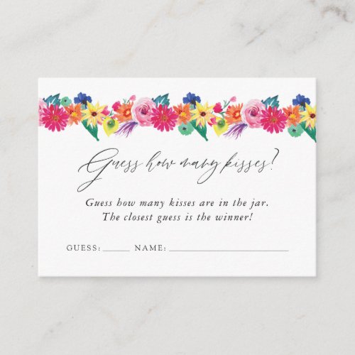 Fiesta Bridal Shower How Many Kisses Game Enclosure Card