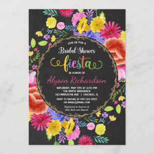 Fiesta bridal shower invitation floral watercolors