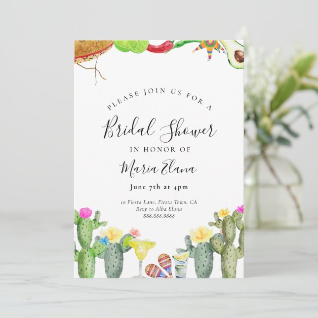 Fiesta Bridal Shower Invitation Mexican Sombrero  (Standing Front)