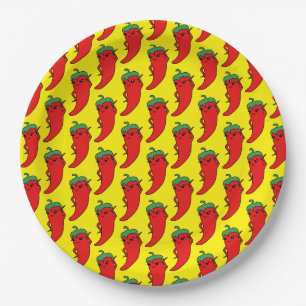 Fiesta Bridal Shower Kawaii Red Hot Pepper Diva Paper Plates