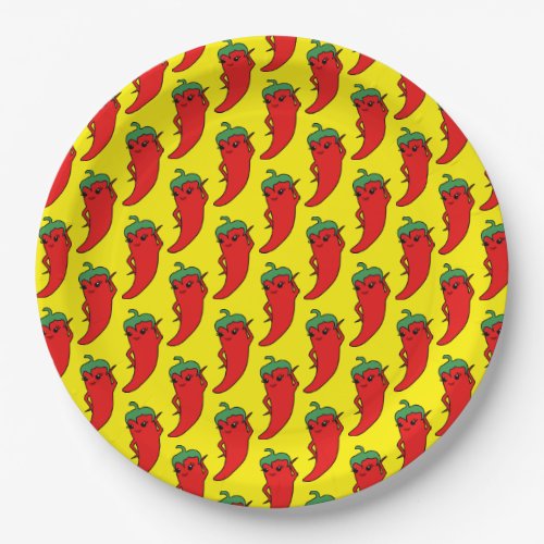 Fiesta Bridal Shower Kawaii Red Hot Pepper Diva Paper Plates