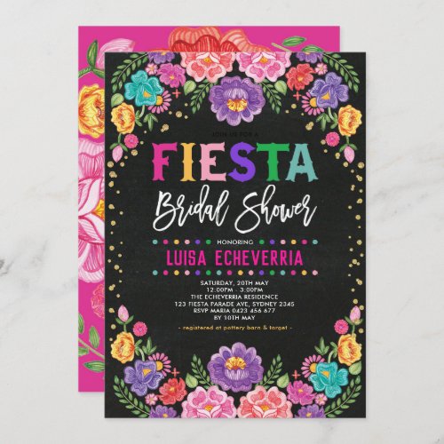 Fiesta Bridal Shower Mexican Flower Chalkboard Invitation