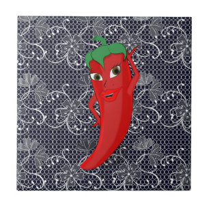 Fiesta Bridal Shower With Red Hot Pepper Diva Ceramic Tile