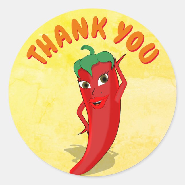 Fiesta Bridal Shower With Red Hot Pepper Diva Classic Round Sticker (Front)