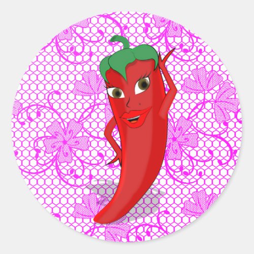 Fiesta Bridal Shower With Red Hot Pepper Diva Classic Round Sticker