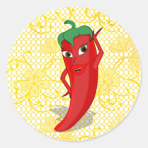 Fiesta Bridal Shower With Red Hot Pepper Diva Classic Round Sticker