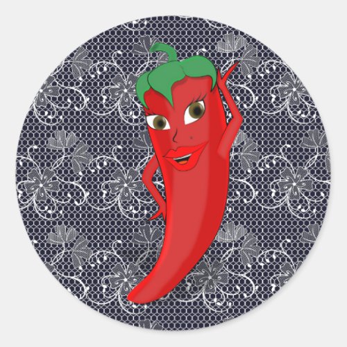 Fiesta Bridal Shower With Red Hot Pepper Diva Classic Round Sticker