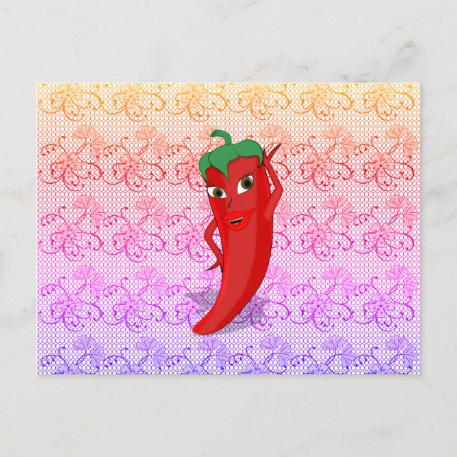 Fiesta Bridal Shower With Red Hot Pepper Diva Postcard (Front)