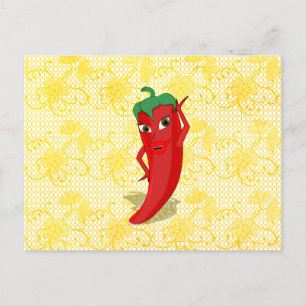 Fiesta Bridal Shower With Red Hot Pepper Diva Postcard