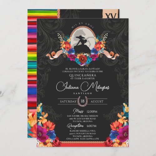 Fiesta Bright Flowers Beautiful Ranch Quinceaera Invitation