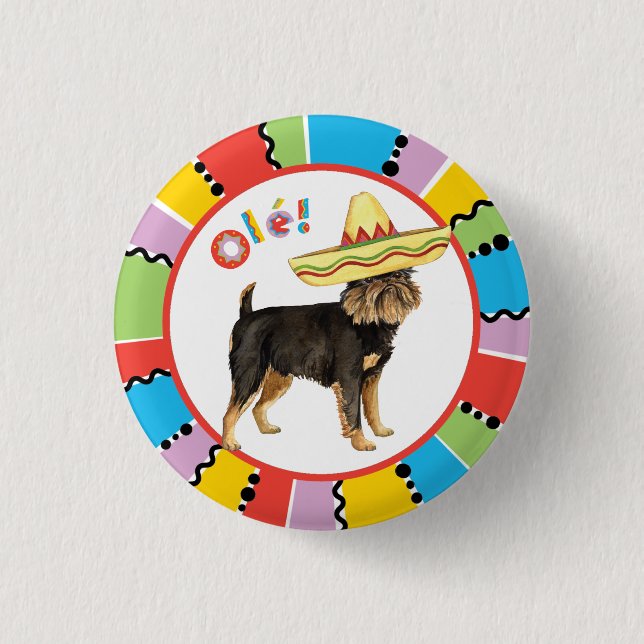 Fiesta Brussels Griffon Pinback Button (Front)