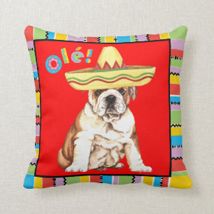 Fiesta Bulldog Throw Pillow