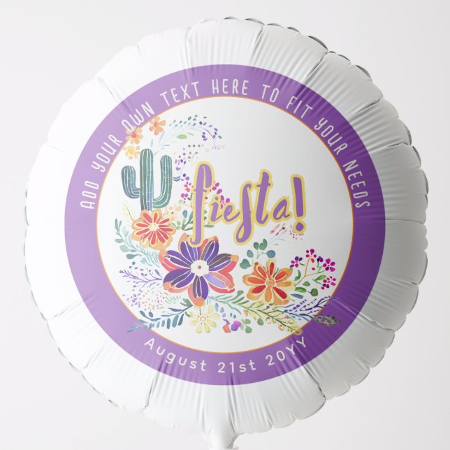 FIESTA Cacti Folkart Flowers Custom Balloon (Front)