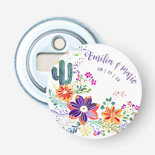 FIESTA Cacti Folkart Flowers Custom Bottle Opener