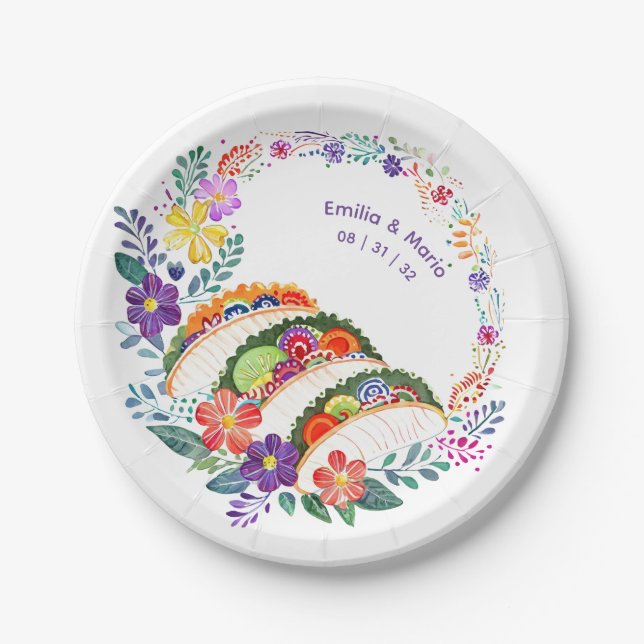 FIESTA Cacti Folkart Flowers Custom Paper Plates (Front)