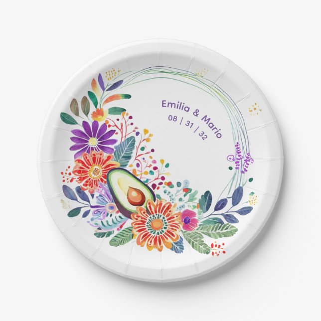 FIESTA Cacti Folkart Flowers Custom Paper Plates (Front)