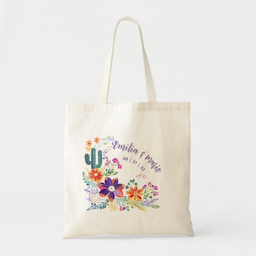 FIESTA Cacti Folkart Flowers Custom Tote Bag